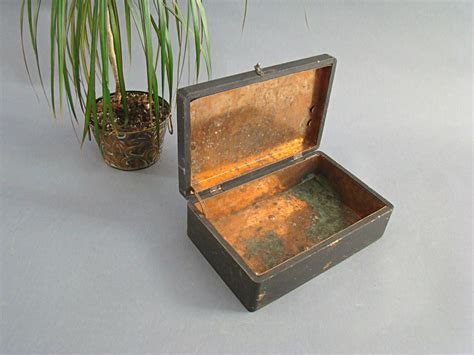 small vintage wooden box with metal lining|Small Wooden Box Vintage .